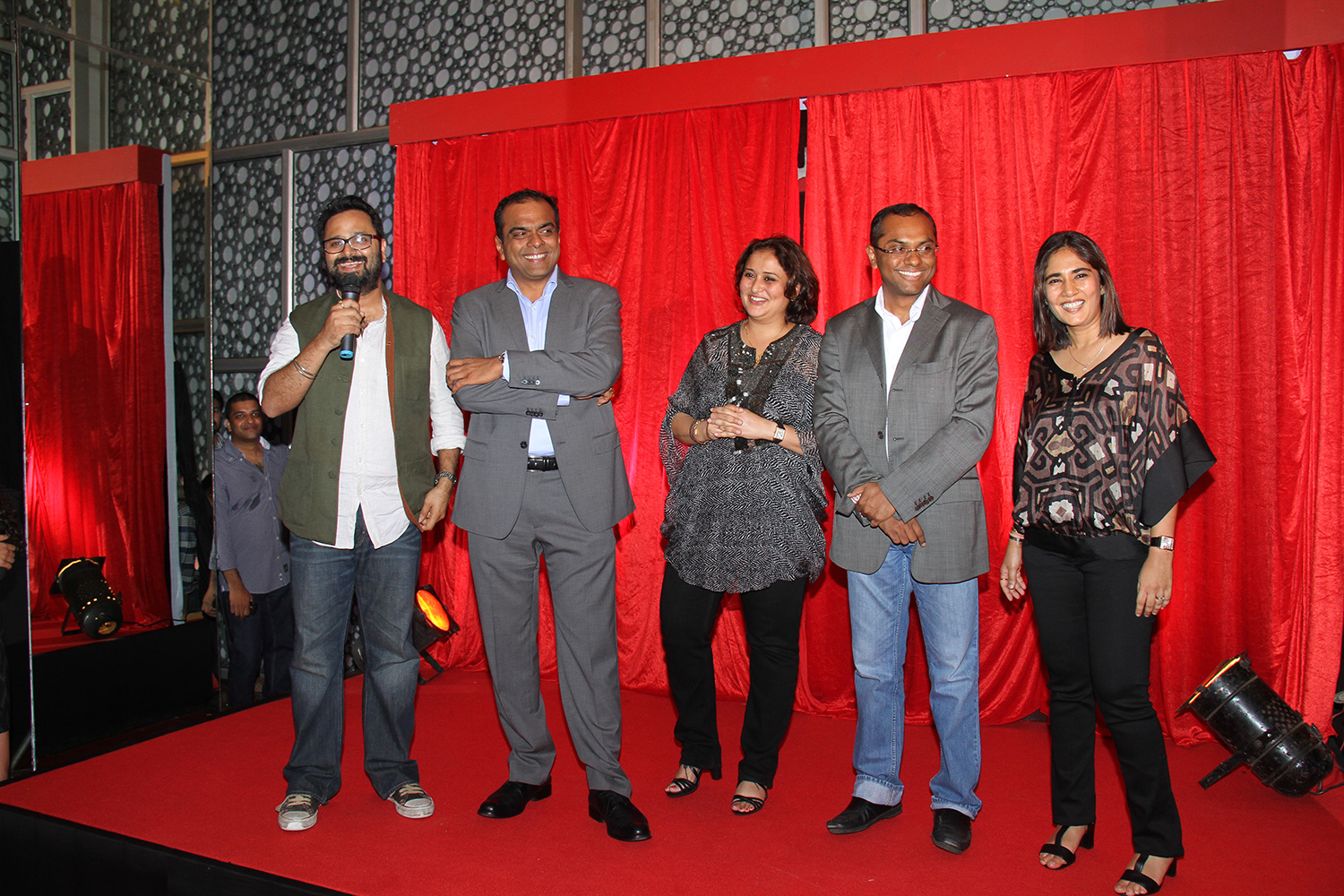 L-R Nikhil Advani, Arun Rangachari, Monisha Advani (Director Emmay Entertainment Pvt Ltd), Vivek Rangachari & Madhu Bhojwani (Director Emmay Entertainment Pvt Ltd)