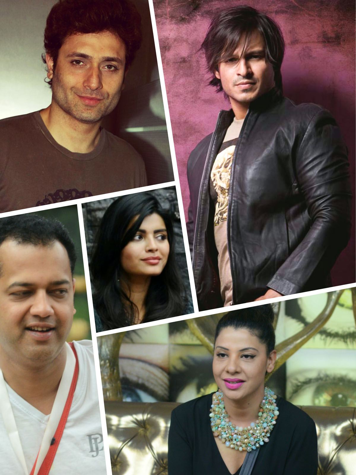 Shiney Ahuja, Sonali Raut, Vivek Oberoi, Sambhavna Seth, Rahul Mahajan collage 2